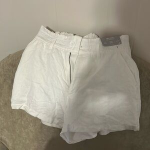 White linen shorts